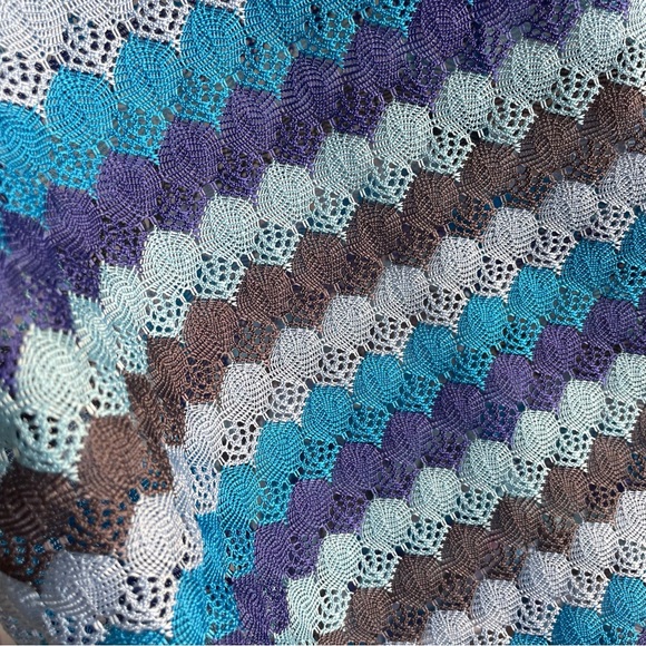 Topshop Crochet Seashell Zigzag Thin Straps Mini Dress in Blue - Picture 8 of 9